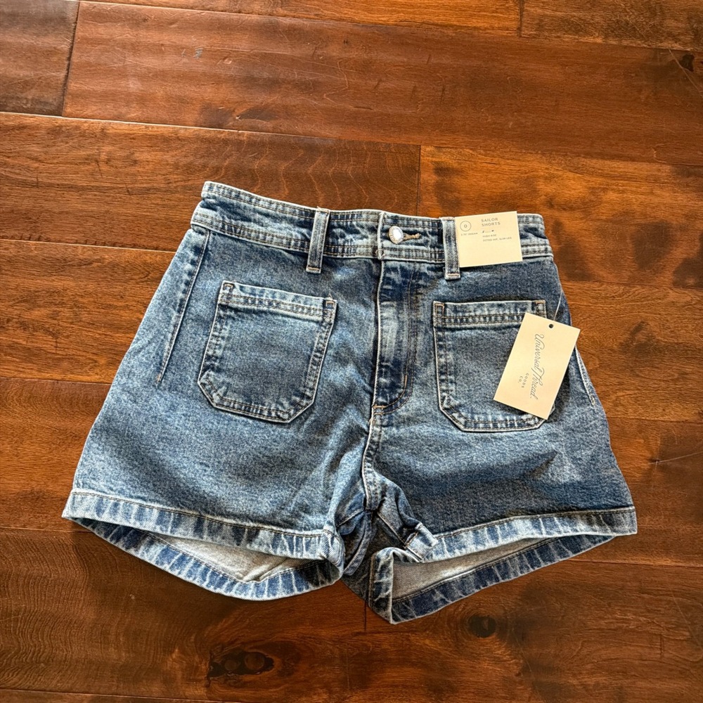 Universal Thread Womens High Rise Sailor Denim Shorts Blue Size 0 NWT